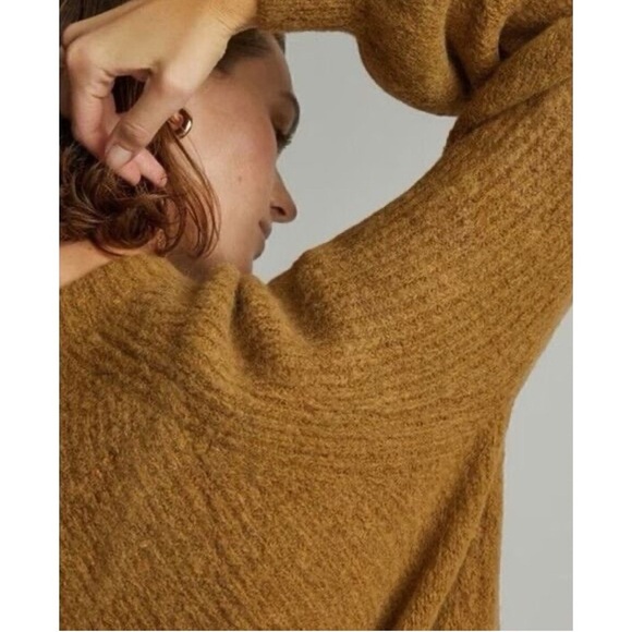 EVERLANE | The SuperFuzz Alpaca Merino Wool Crew Neck Sweater in Dijon | Sz S - Picture 3 of 11